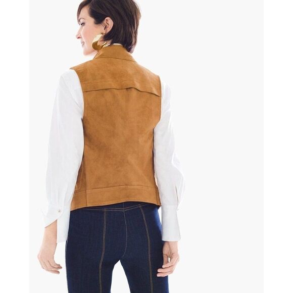 Chico's Black Label Faux-Suede Grommet Vest size 2 Large - Picture 3 of 9